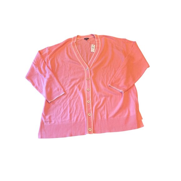 Talbots Petite Pink Cotton Blend Cardigan Sweater XLP Preppy Old Money - Picture 1 of 7